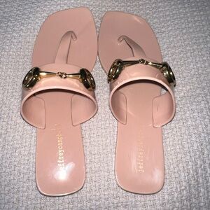 Jeffrey Campbell A-Lil-Bit Sandal Nude Shiny Sz 7
